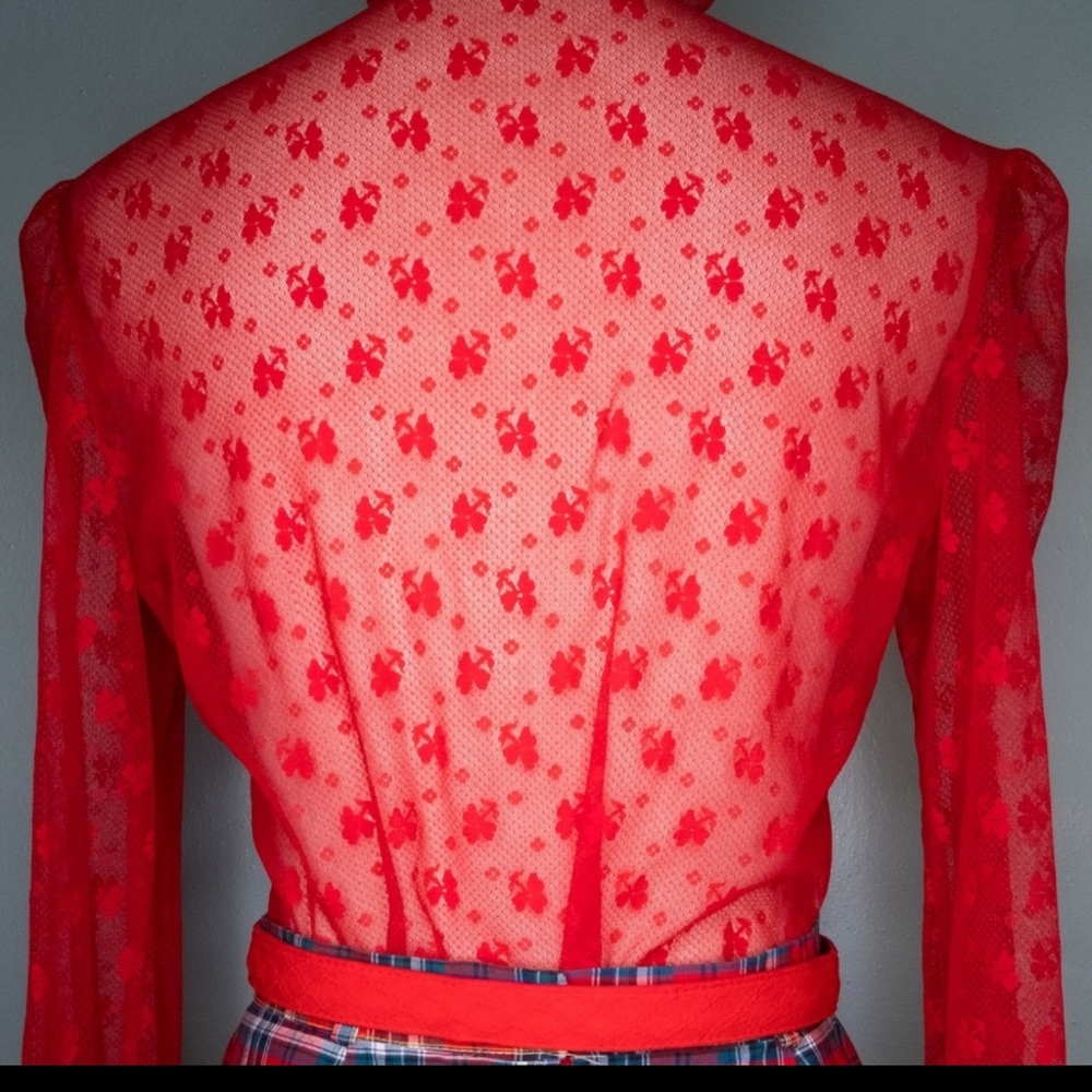Red Lace button down blouse - Picture 5 of 6